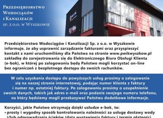 Przedsiębiorstwo Wodociągów i kanalizacji uruchomiło eBOK PWiK Wyszków