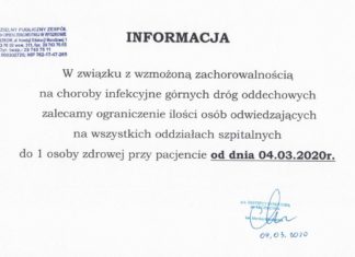 Szpital w Wyszkowie ogranicza ilość odwiedzin. Koronawirus. Koronawirus Wyszków.