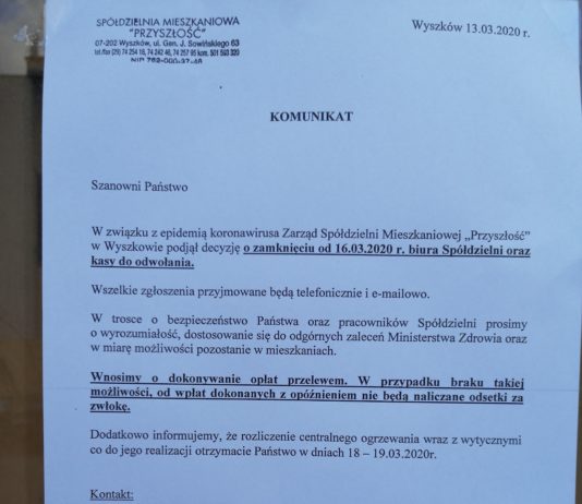 Spółdzielnia Mieszkaniowa Przyszłość zamknięta.