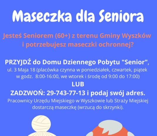 Maseczka dla Seniora nowa akcja w Wyszkowie Maseczka dla Seniora w Wyszkowie