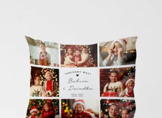 Prezenty świąteczne, które wywołają uśmiech – pomysły dla każdego Poduszka KOLAŻ prezent dla dziadków na święta
