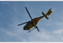 LPR w akcji: Śmigłowiec ratunkowy lądował w centrum Wyszkowa. Co się stało na ul. Chopina? Śmigłowiec LPR Lotnieczego Pogotowia Ratunkowego Wyszków