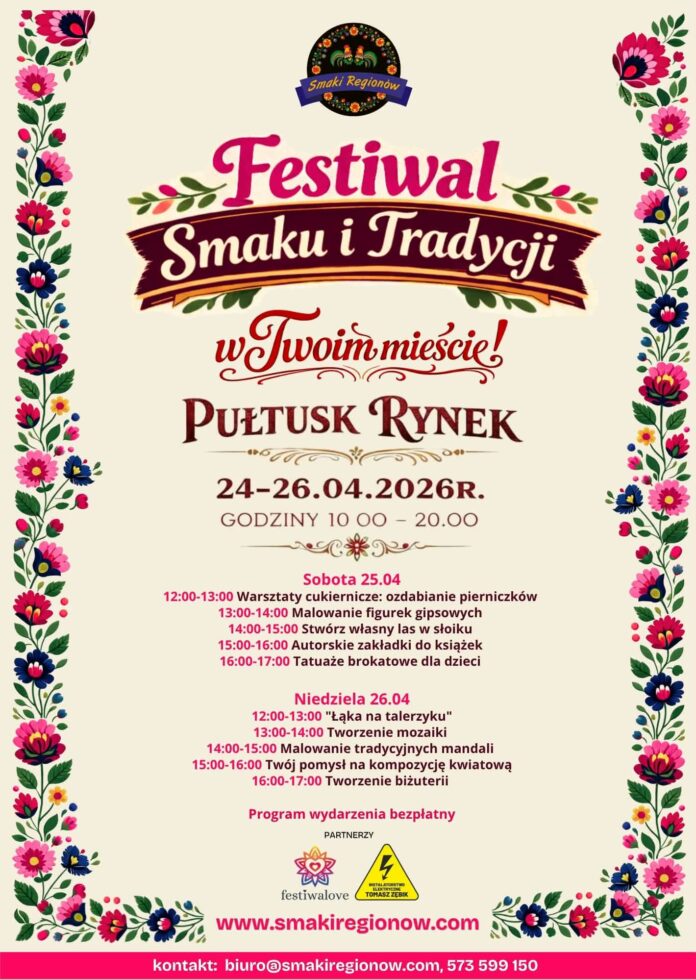 Festiwal Smaku i Tradycji w Pułtusku – trzy dni atrakcji i warsztatów dla całych rodzin