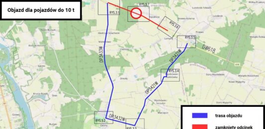 DW 618 zamknięta. Wyszków–Pułtusk: objazd przez Zatory droga w zatorach zablokowana do końca roku